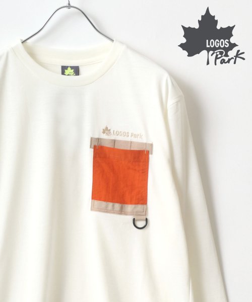 MARUKAWA(マルカワ)/【LOGOS】ロゴス ナイロン切替ポケット ロンT/ロングスリーブ 長袖 Ｔシャツ メンズ レディース アウトドア カジュアル Tシャツ/ホワイト