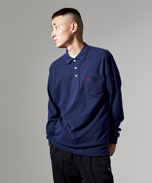 Penguin by Munsingwear(ペンギン　バイ　マンシングウェア)/60's ACTION FREE GUSSET POLO / 60年代アクションフリーガセット付き長袖ポロシャツ【アウトレット】/ネイビー