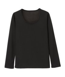 MAC HOUSE(women)(マックハウス（レディース）)/裏シャギー長袖UネックインナーTシャツ 272212MH/ブラック