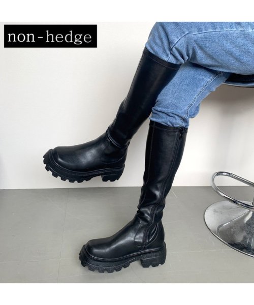 non-hedge(ノンヘッジ)/タンクソールロングブーツ/ブラック