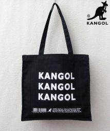 AMS SELECT(エーエムエスセレクト)/KANGOL / カンゴール / キャンバス ロゴプリント スクエア トートバッグ / キャンバストート / 大きめ/ブラック系1