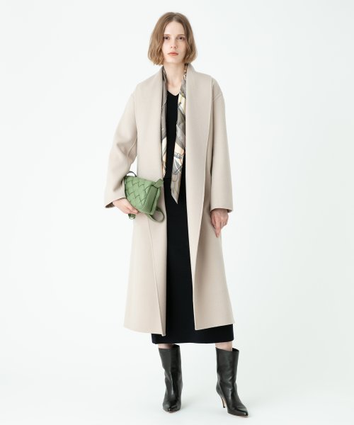 カシミヤ混リバーショールカラーコート 