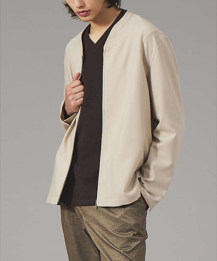セール】ノーカラー Vネック オーバーサイズ シャツブルゾン