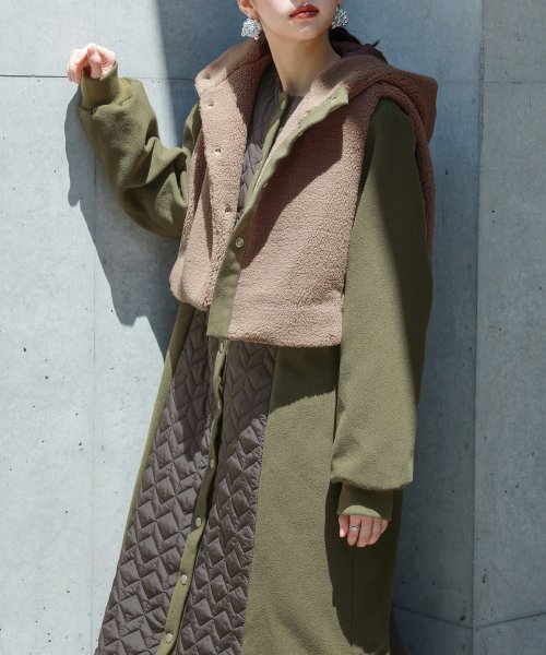 『異素材キルティングコート＆ボアベストセット』 