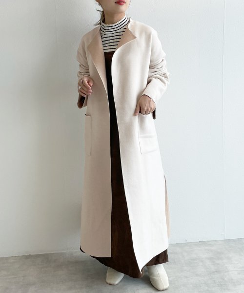 セール リバーシブル ノーカラーガウンコート ダブルクローゼット W Closet Magaseek