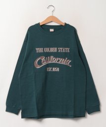 petit main(プティマイン)/カレッジロゴ長袖Ｔシャツ/ブルーグリーン