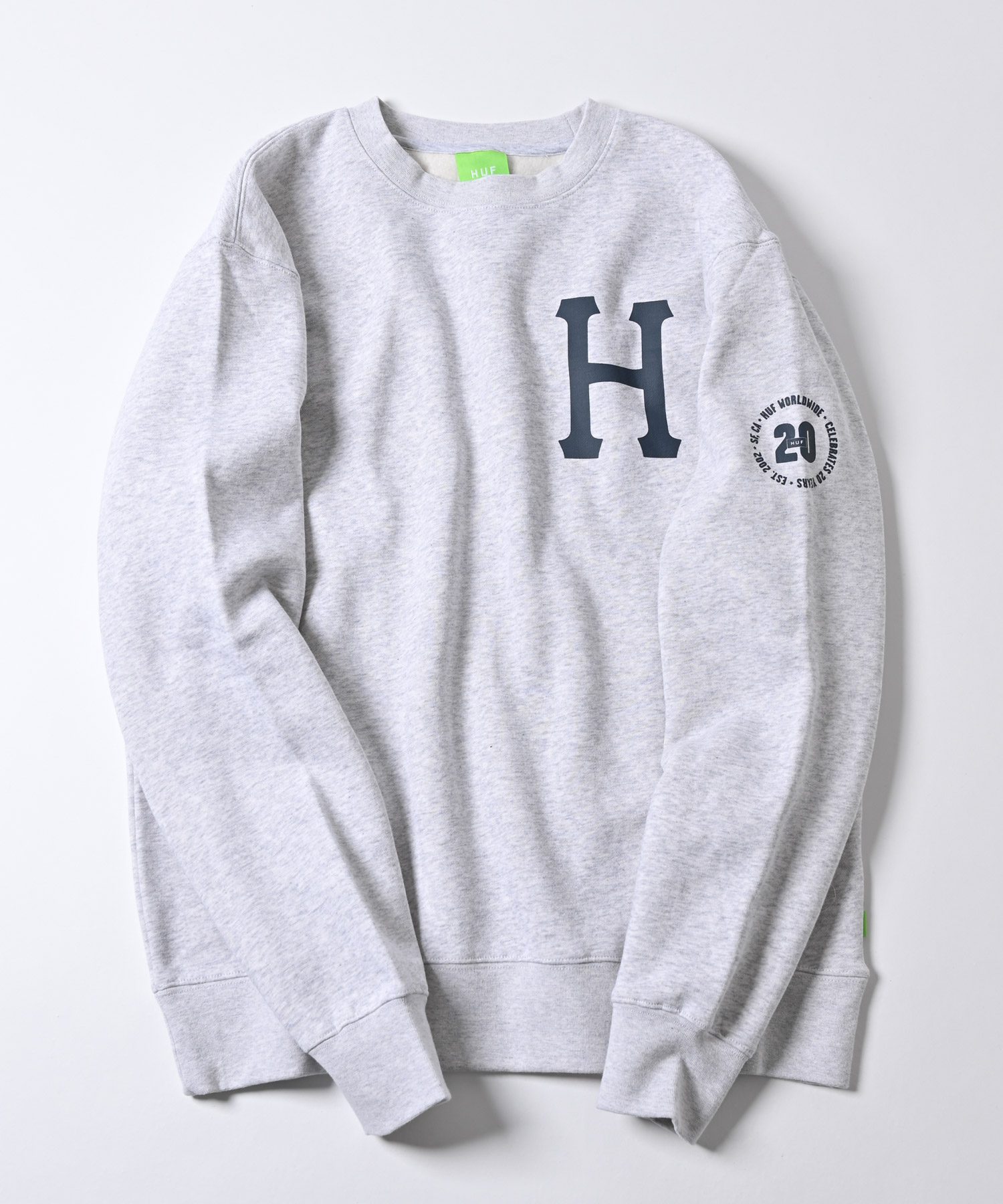 新品⭐️　HUF　ハフ　袖プリントトレーナー　GY M