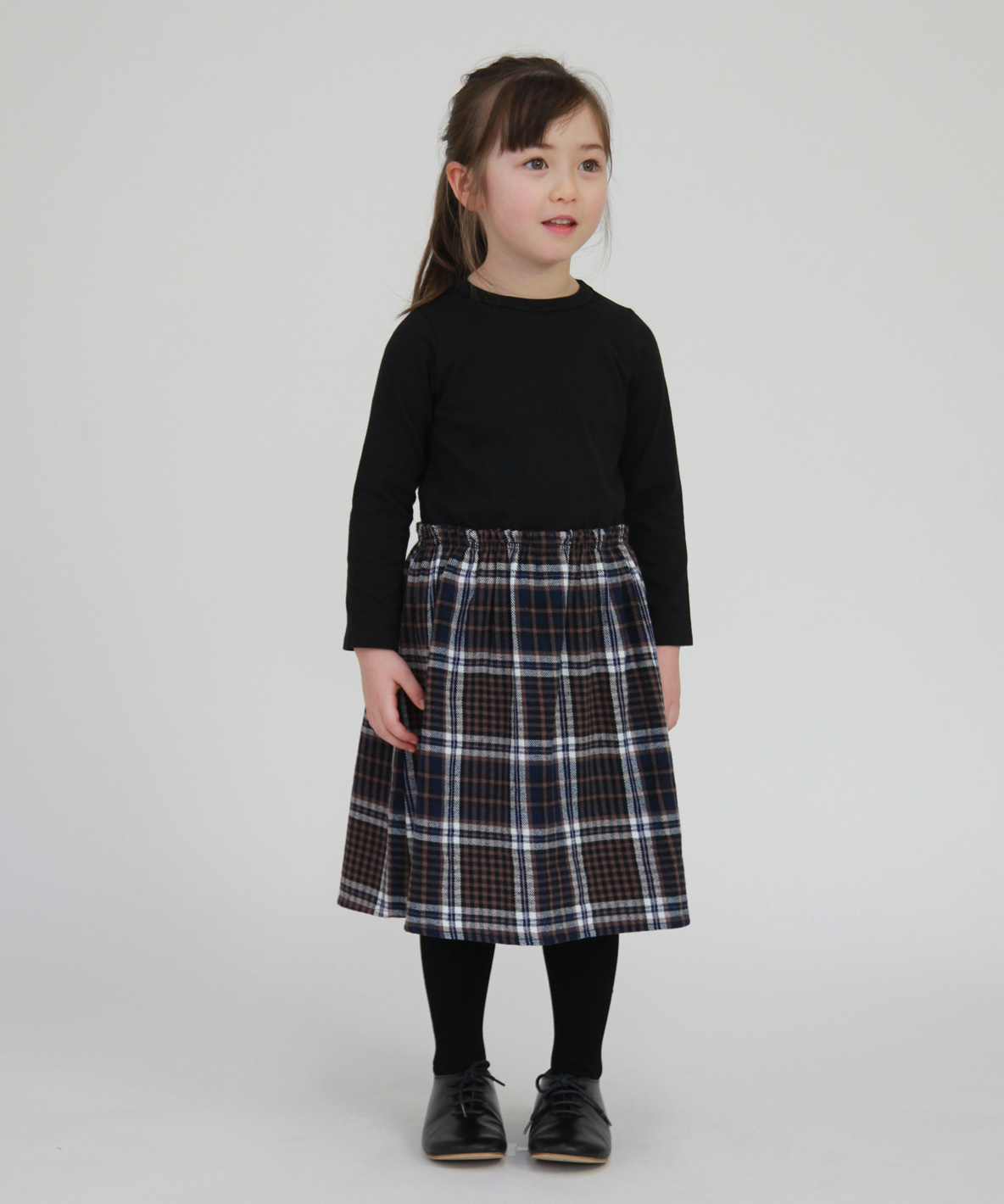 FITH フィス FITH カットソー×ネルチェック ひざ丈切り替えワンピース ネイビー 80cm FITH フィス FITH カットソー×ネルチェック ひざ丈切り替えワンピース ネイビー 80cm