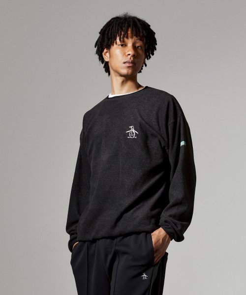 Penguin by Munsingwear(ペンギン　バイ　マンシングウェア)/LIGHTWEIGHT FLEECE CREW NECK / 軽量フリースクルーネックプルオーバー【アウトレット】/ブラック