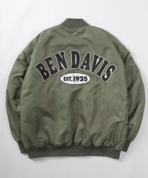 BEN DAVIS(BEN DAVIS)/【BEN　DAVIS/ベンデイビス】ブランドロゴ サテンワッペン ナイロンツイル MA－1/バック刺繍ナイロンブルゾン/ ビッグシルエット/カーキ