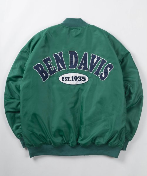 BEN DAVIS(BEN DAVIS)/【BEN　DAVIS/ベンデイビス】ブランドロゴ サテンワッペン ナイロンツイル MA－1/バック刺繍ナイロンブルゾン/ ビッグシルエット/エメラルドグリーン