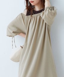 NICE CLAUP OUTLET(ナイスクラップ　アウトレット)/【natural couture】肩出しレイヤードワンピース/ベージュ