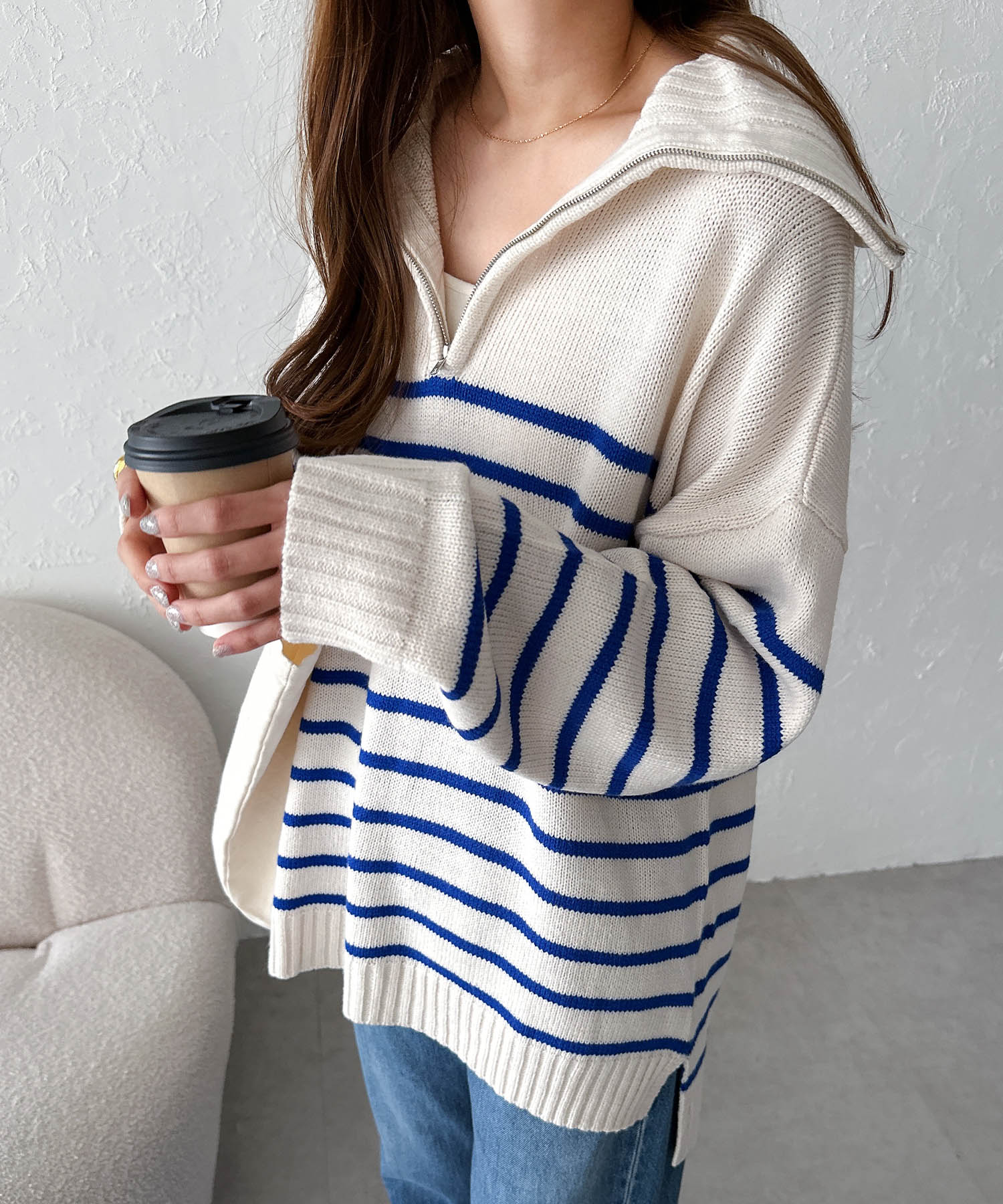 美品✨Pierre Cardin ストライプ タートルネック 茶×ベージュ 美品✨Pierre Cardin ストライプ タートルネック 茶×ベージュ