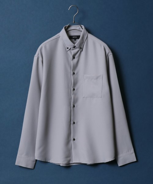 ANPAS(ANPAS)/【ANPAS】Oversize Twill Button Down Shirt/オーバーサイズ ツイル ボタンダウンシャツ 長袖 メンズ シャツ カジュアル/ライトグレー