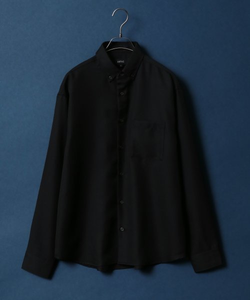 ANPAS(ANPAS)/【ANPAS】Oversize Twill Button Down Shirt/オーバーサイズ ツイル ボタンダウンシャツ 長袖 メンズ シャツ カジュアル/ブラック