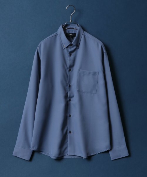 ANPAS(ANPAS)/【ANPAS】Oversize Twill Button Down Shirt/オーバーサイズ ツイル ボタンダウンシャツ 長袖 メンズ シャツ カジュアル/ブルー