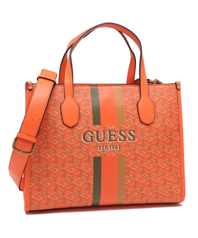 新品！GUESS（ゲス）★ 2WAY 　クリアトートバッグ　オレンジ