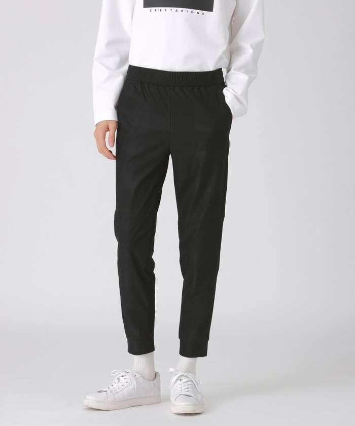 BLACK lab.】ジャカードクレストブリッジチェックトラックパンツ