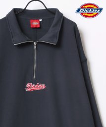 LAZAR(ラザル)/【Lazar】Dickies/ディッキーズ 別注 ビッグシルエット ミニロゴ カレッジ ワンポイント刺繍 ハーフジップ スウェット メンズ レディース/柄B