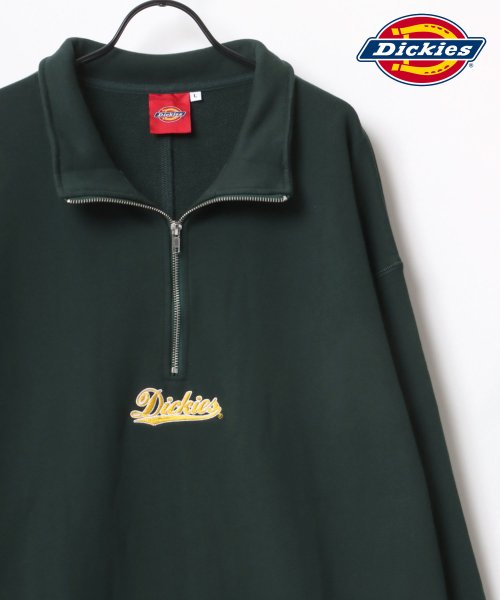 LAZAR(ラザル)/【Lazar】Dickies/ディッキーズ 別注 ビッグシルエット ミニロゴ カレッジ ワンポイント刺繍 ハーフジップ スウェット メンズ レディース/柄C