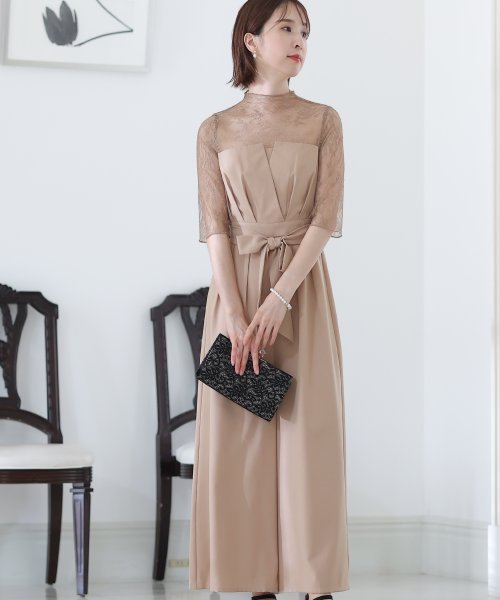 ウエストリボンビスチェパンツドレス パーティードレス 結婚式 ワンピース 結婚式