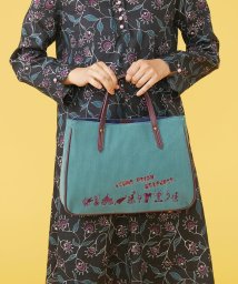 Jocomomola(ホコモモラ)/コーデュロイ刺繍トートバッグ/グリーン