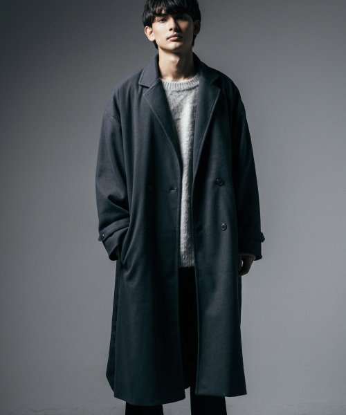 チェスターコート ロングコート オーバーサイズ メンズ ラップコート センターベント トレンチ タイロッケン ダブルボタン カジュアル きれいめ ガウン ウエス ロッキーモンロー Rocky Monroe Magaseek