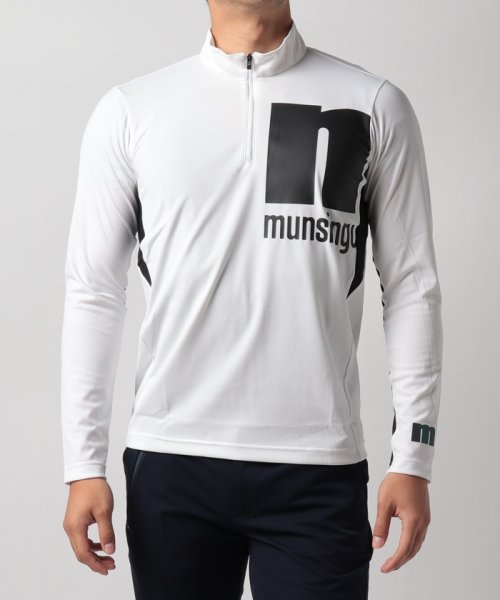 Munsingwear(マンシングウェア)/『ENVOY/エンボイ』MOTION3D mロゴプリントジップシャツ【アウトレット】/ホワイト