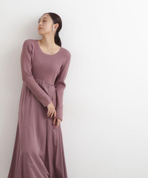 サテンドッキングニットワンピース ナチュラルビューティーベーシック Natural Beauty Basic Magaseek