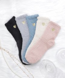 Lace Ladies/【5足セット】 靴下 ルームソックス もこもこ ワンポイント ハート 刺繍 5足セット 無地 レディース くつ下 くつした シンプル ナチュラル フェミニン ガ/504952040