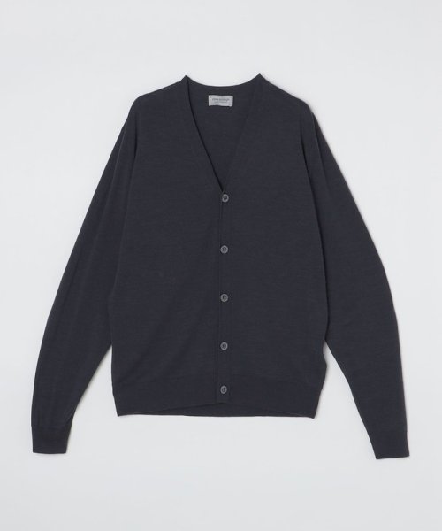 SHIPS MEN(シップス　メン)/JOHN SMEDLEY: WELBECK 長袖 Vネック ニット カーディガン/ダークグレー