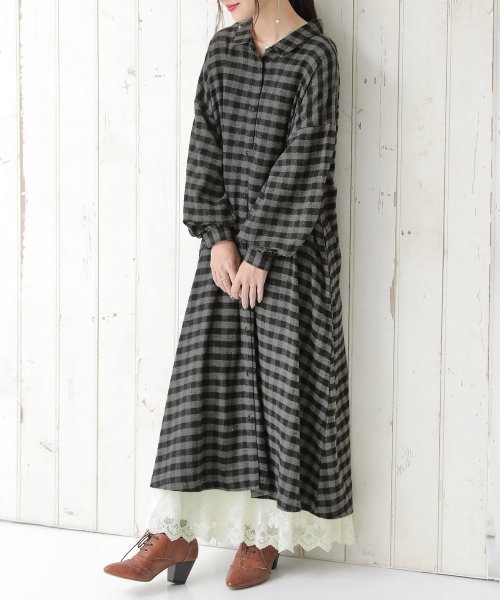 チェック柄フランネルシャツワンピース オシャレウォーカー Osharewalker Magaseek