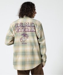 AVIREX(AVIREX)/L/S CHECK SHIRT USMC / チェック シャツ USMC /ベージュ