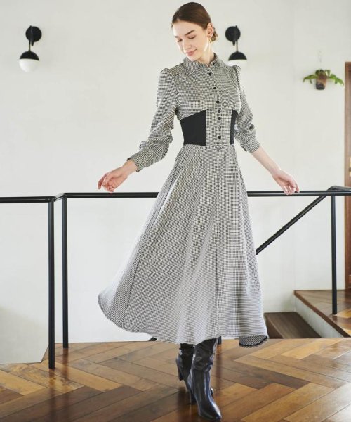 ウエストリブ千鳥柄シャツワンピース アンドクチュール And Couture Magaseek