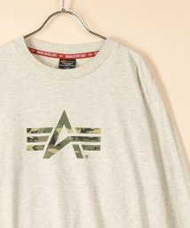 ALPHA INDUSTRIES(アルファインダストリーズ)/【ALPHA/アルファ】  カモフラージュ柄 A－MARK プリント 長袖Tシャツ/ロンT/アメカジ/ミリタリー/ブランドロゴ/定番/4色展開/カモベージュ