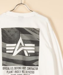 ALPHA INDUSTRIES(アルファインダストリーズ)/【ALPHA/アルファ】  バック フォトボックス プリント 長袖Tシャツ/ロンT/アメカジ/ミリタリー/ワンポイント/ブランドロゴ/定番/2色展開/ホワイト