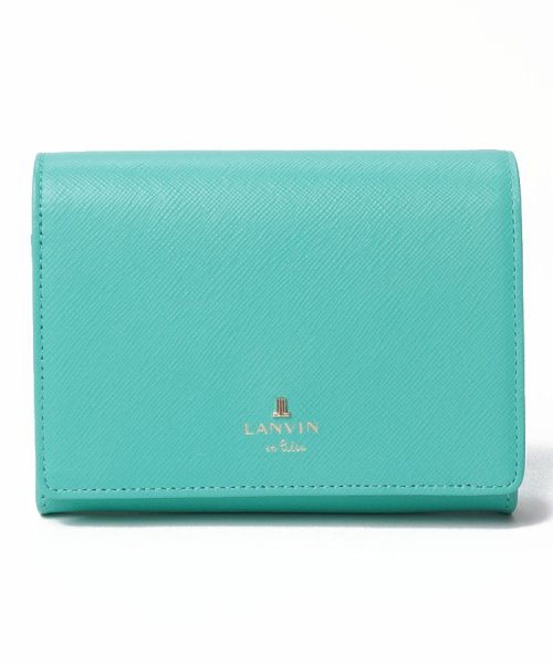 LANVIN en Bleu(BAG)(ランバンオンブルー（バッグ）)/リュクサンブールカラー 二つ折り被せ財布/ペールグリーン