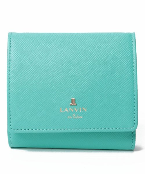LANVIN en Bleu(BAG)(ランバンオンブルー（バッグ）)/リュクサンブールカラー 内BOX二つ折り財布/エメラルドグリーン