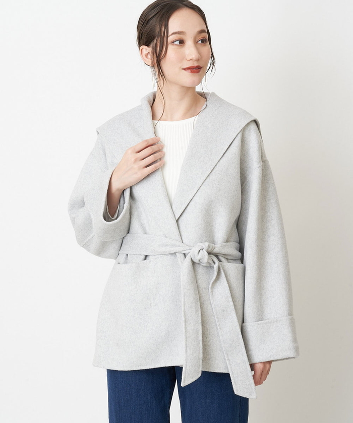 セール】サッシュベルト付きセーラーカラーコート(504957381