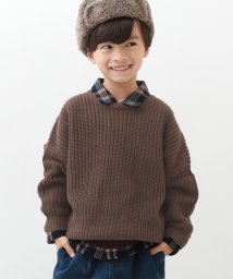 devirock(デビロック)/洗える ビッグシルエット ローゲージニット 子供服 キッズ 男の子 女の子 トップス ニット セーター ニットプルオーバー /ダークブラウン