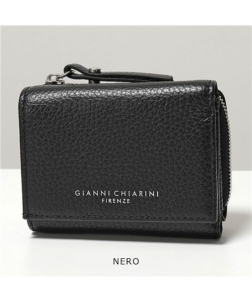 【GIANNI CHIARINI(ジャンニキャリーニ)】 三つ折り財布 レディース PF W5065 GRN レザー ウォレット ミニ財布 ロゴ