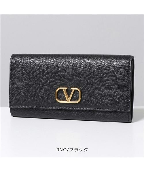 VALENTINO(ヴァレンティノ)/【VALENTINO(ヴァレンティノ)】二つ折り長財布 1W2 XW2 P0X33 SNP レディース レザー Vロゴメタル /ブラック