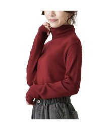 MAC HOUSE(women)(マックハウス（レディース）)/NAVY ネイビー カシミヤタッチタートルネックプルオーバー 112325804/レッド