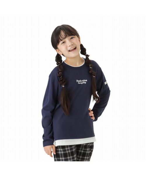 MAC HOUSE(kid's)(マックハウス（キッズ）)/ORGABITS オーガビッツ フェイクレイヤードロングスリーブTシャツ PMHOB22F06K/ネイビー