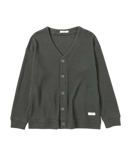 MAC HOUSE(kid's)(マックハウス（キッズ）)/ORGABITS オーガビッツ ワッフルカーディガン PMHOB22F07B/チャコール