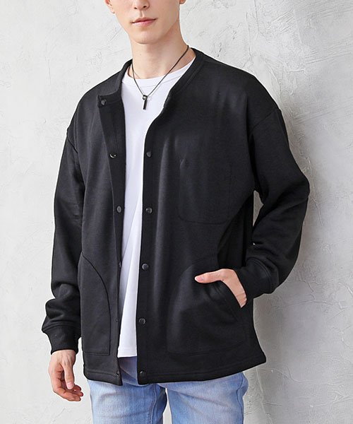 セール 裏起毛 カーディガン スウェット メンズ Vネックとクルーネックの2タイプ トップイズム Topism Magaseek