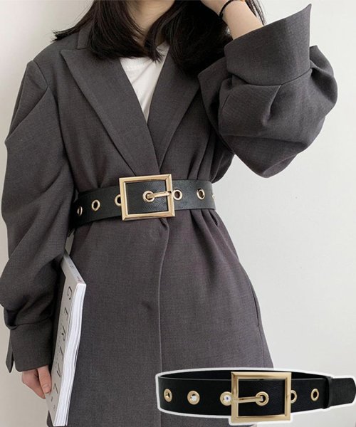 セール ベルト レディース カラーベルト 太 幅広 本革風 黒 ブラック レザー調 サイズ調整可能 おしゃれ カジュアル シンプル ジーンズ セイヘイショップ Seiheishop Magaseek