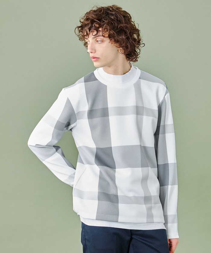 WEB限定】フェイクレイヤードクレストブリッジチェックカットソー