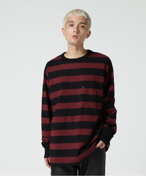 Schott(ショット)/WIDE BORDER POCKET T－SHIRT/ワイドボーダー ポケットTシャツ/バーガンディ5