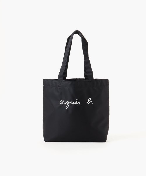 アニエスベー　キッズユニセックス(アニエスベー　キッズユニセックス)/GL11 E BAG ロゴ刺繍トートバッグ/ブラック